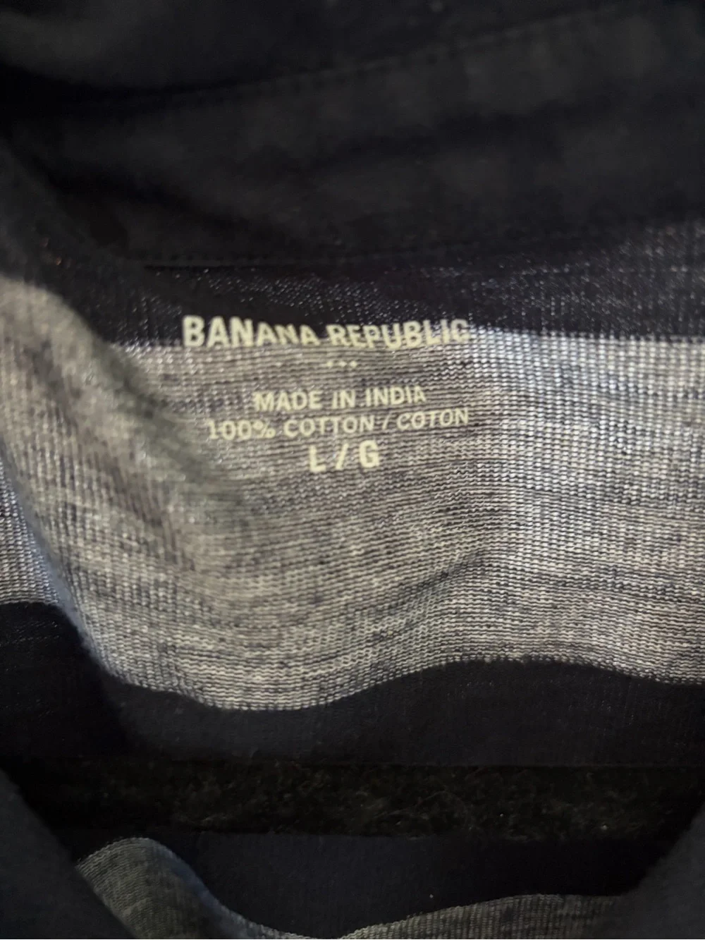 Banana Republic Navy and Gray Striped Polo